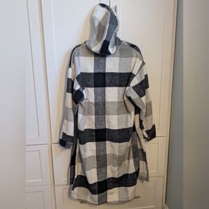 Black And White Shacket With Hood